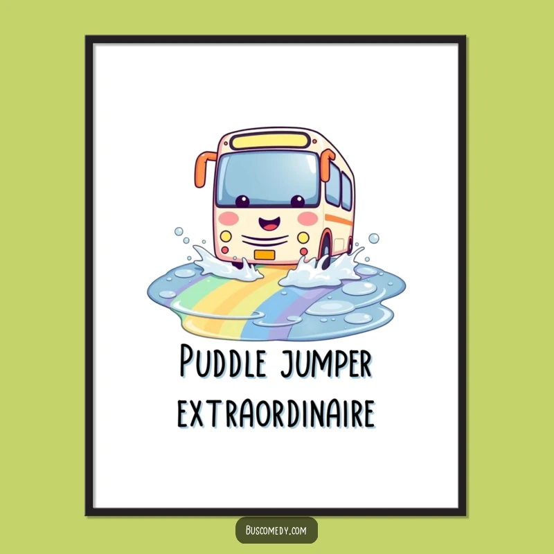 Funny Free Printable Wall Art: Kawaii Bus Rainbow Splash Downloadable Decor