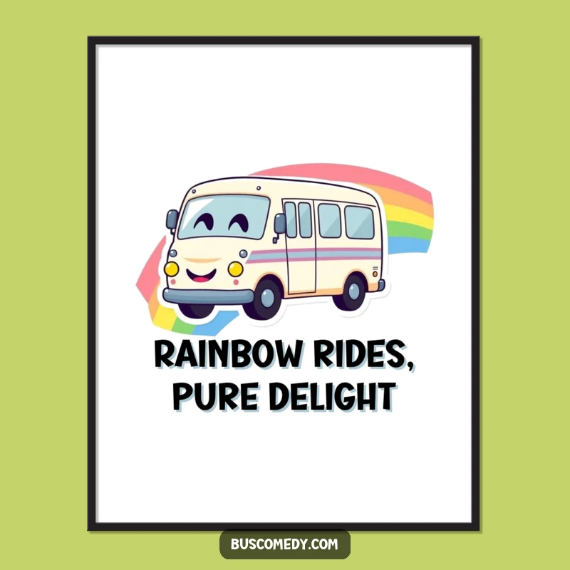 Free Printable Wall Art: Cheerful Rainbow Bus, Funny Downloadable Art for Kids Rooms