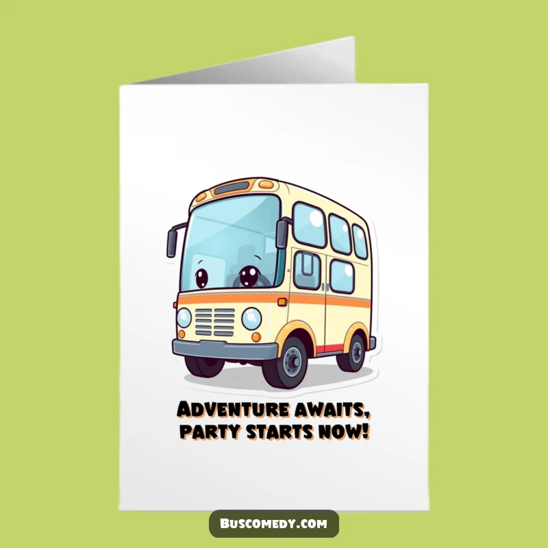 Free Printable Birthday Card: Cute Bus Adventure! Funny Downloadable Gift for Kids