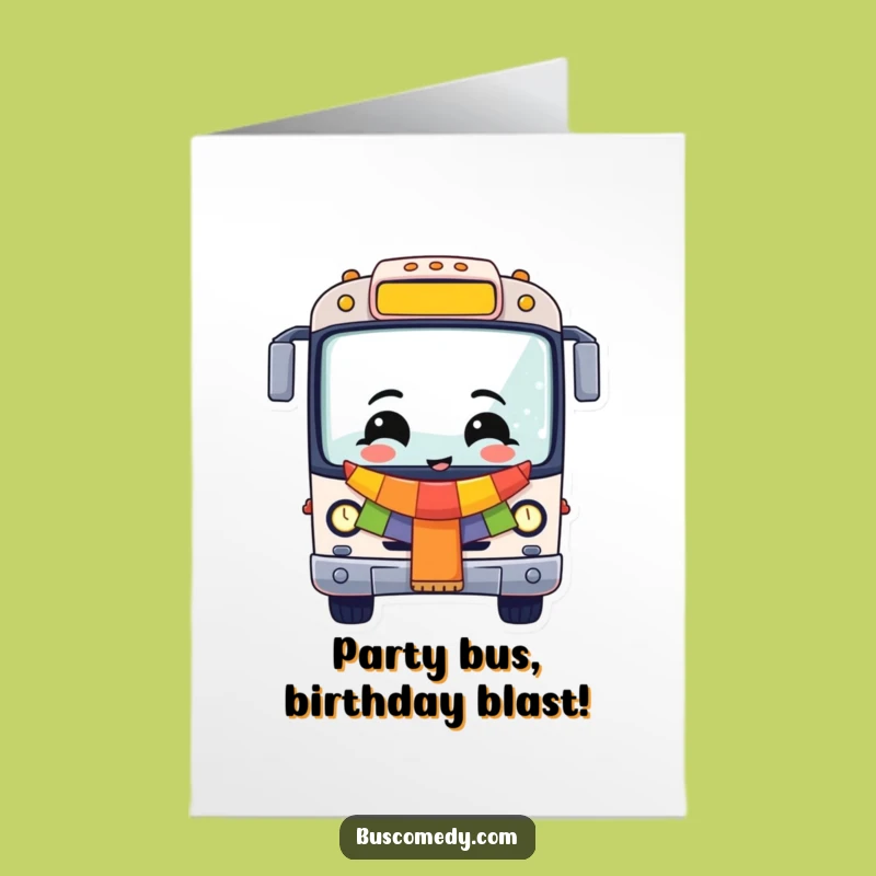 Free Printable Birthday Card: Cheerful Bus Banner, Festive Downloadable Gift