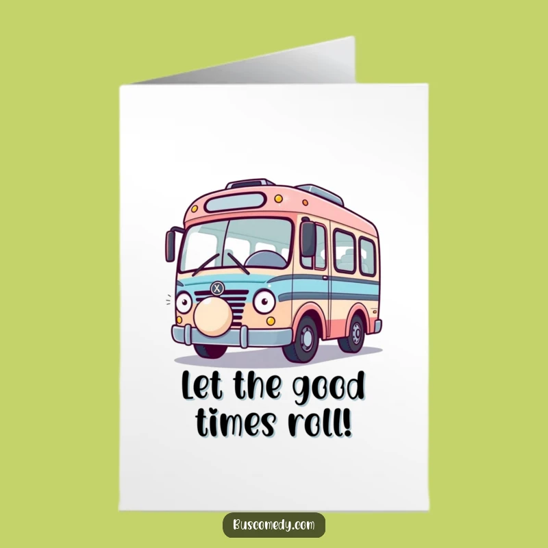 Free Printable Birthday Card: Playful Bus Ball Chase, Fun Downloadable Gift