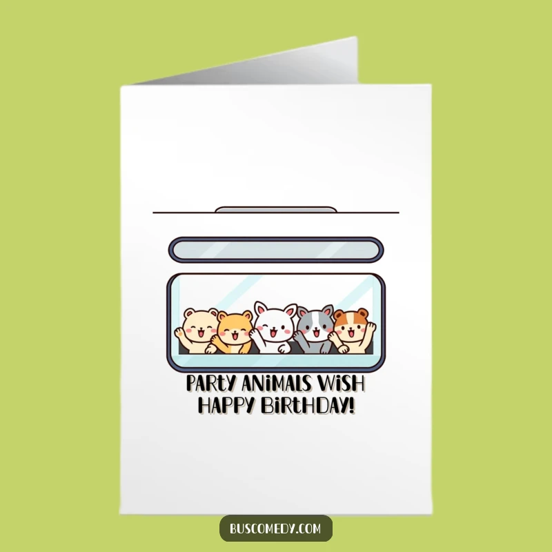 Free Printable Birthday Card: Happy Animal Passengers Funny Downloadable Gift for Kids