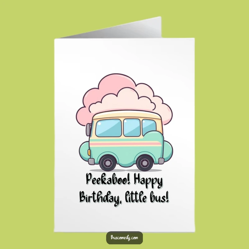 Free Printable Birthday Card: Shy Bus Peeking! Sweet Downloadable Gift for Kids