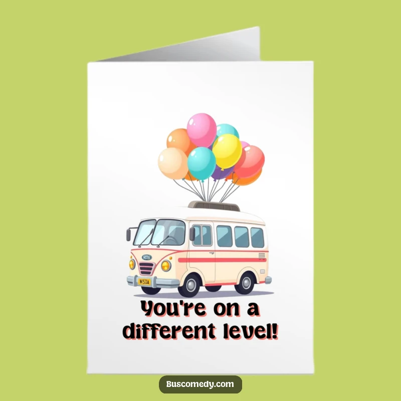 Free Printable Congrats Card: Kawaii Bus Balloons Funny Downloadable Gift