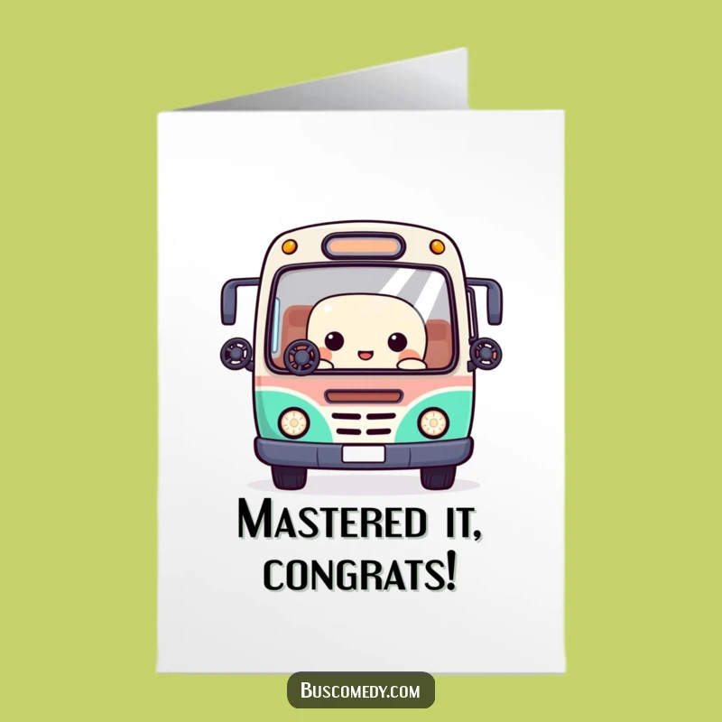 Free Printable Kawaii Bus Congrats Card: Funny Downloadable for Juggling Success