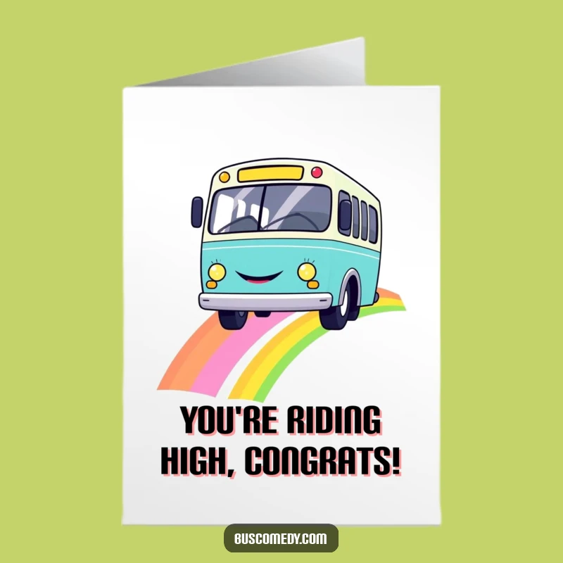 Free Printable Congrats Card: Happy Rainbow Bus Funny Downloadable Gift
