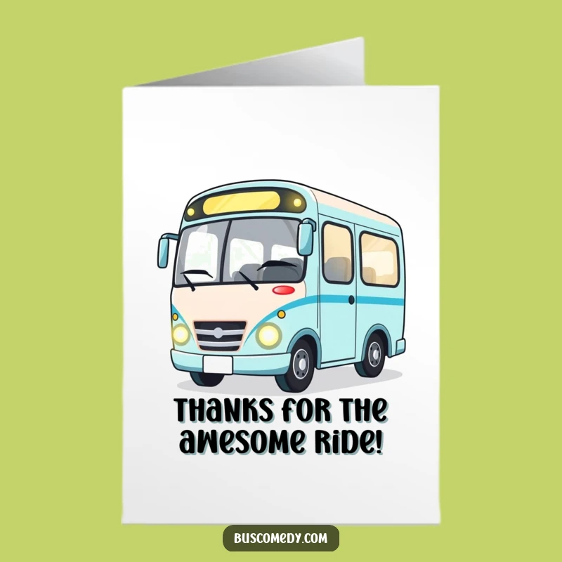 Free Printable Thank You Card: Winking Bus Character Funny Downloadable Gift for Your Appreciation