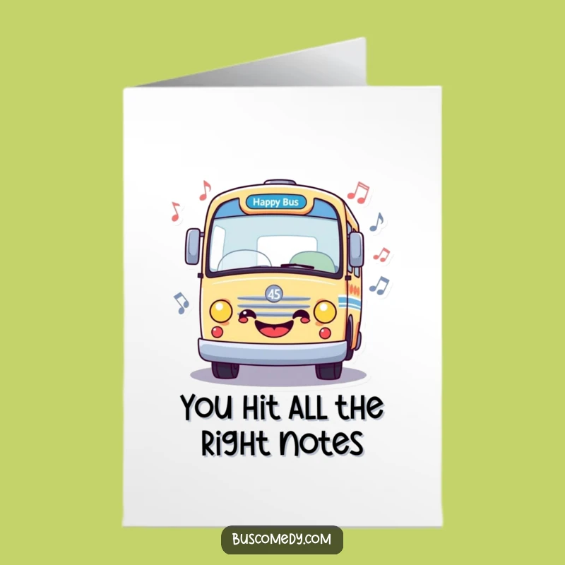 Free Printable Thank You Card: Musical Bus Sings Thanks - Funny Downloadable Gift