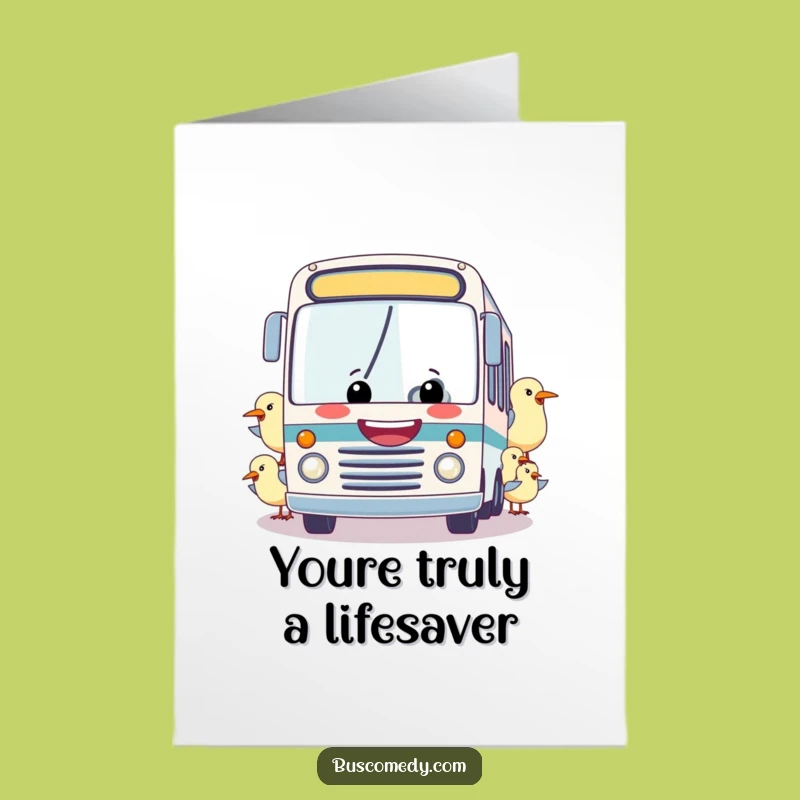 Funny Free Printable Thank You Card: Adorable Bus Towing Design for a Grateful Downloadable Gift
