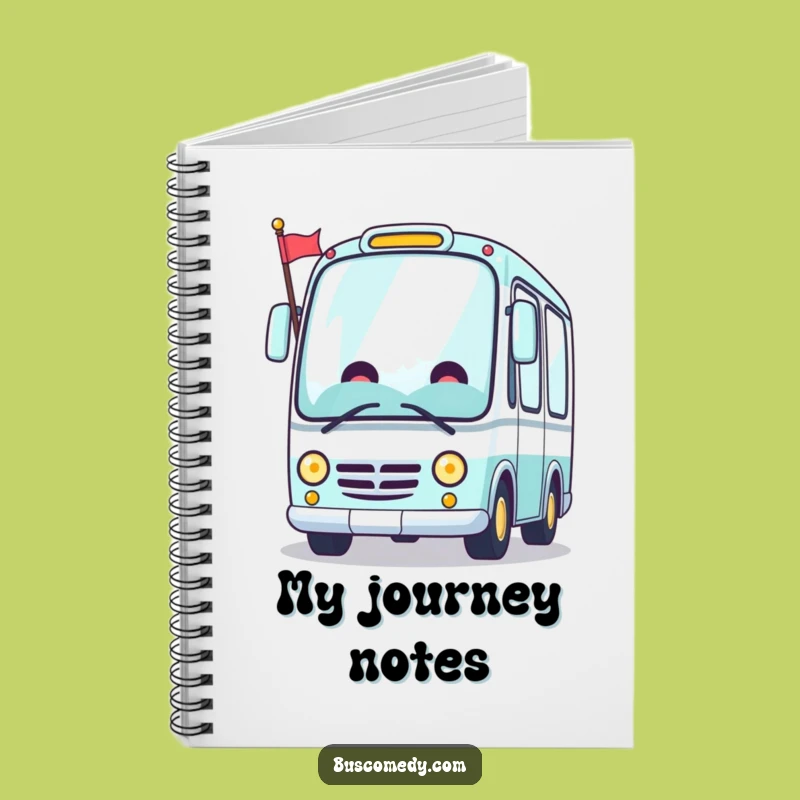 Funny Cheerful Kawaii Bus Flag Notebook - Jot Down Happy Travels