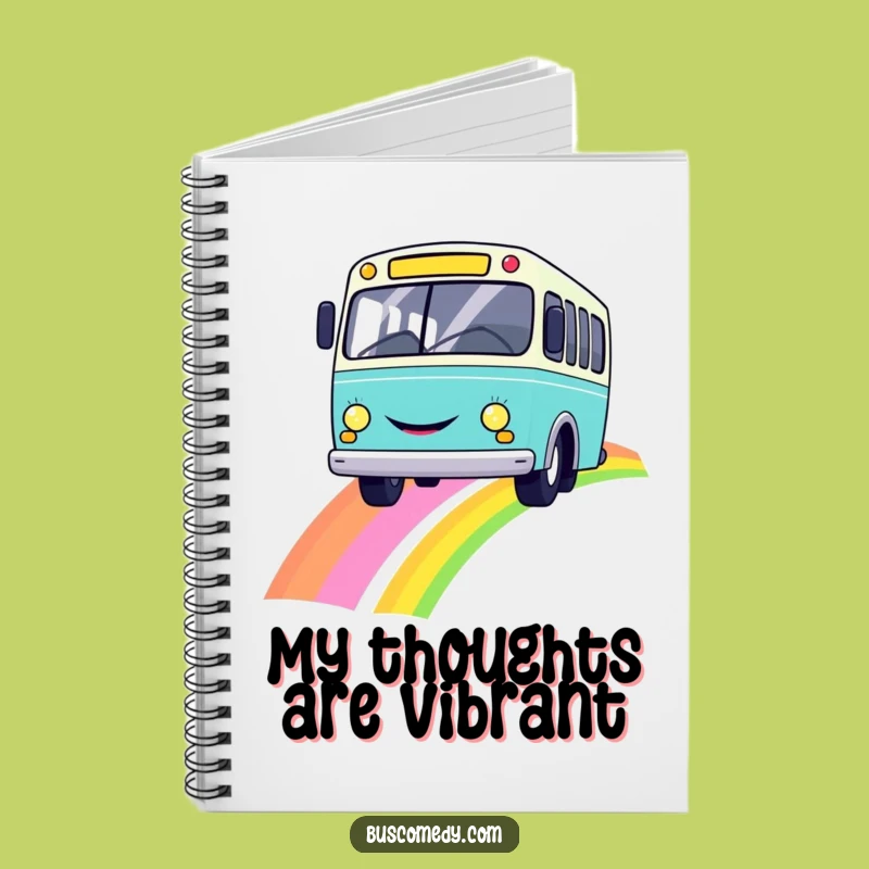 Funny Smiley Bus Rainbow Notebook a Cheerful Journaling Gift