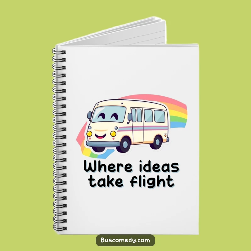 Funny Rainbow Bus Notebook - Smiley Face Journal Gift for Bus Lovers