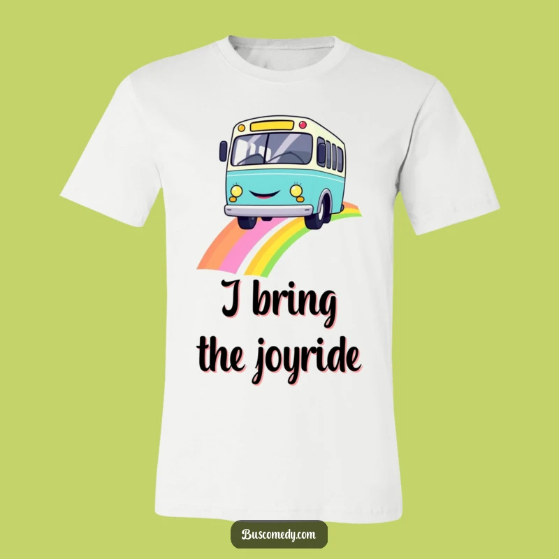 Funny Smiley Bus on Rainbow T-Shirt a Cheerful Gift for All
