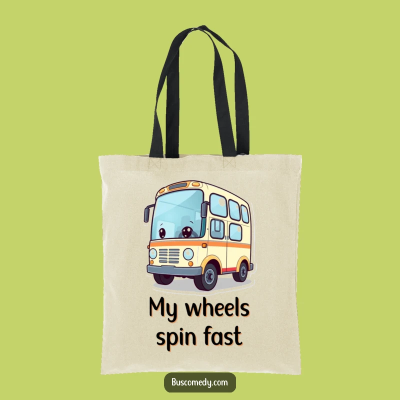 Funny Adventure Bus Tote Bag: Cute Character Wheels Spinning, Carry Your Funnier Gifts