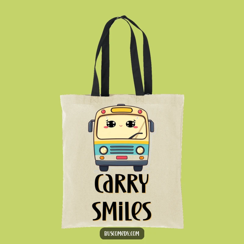 Funny Smiling Bus Tote Bag: Carry Happiness, a Delightful Funny Gift