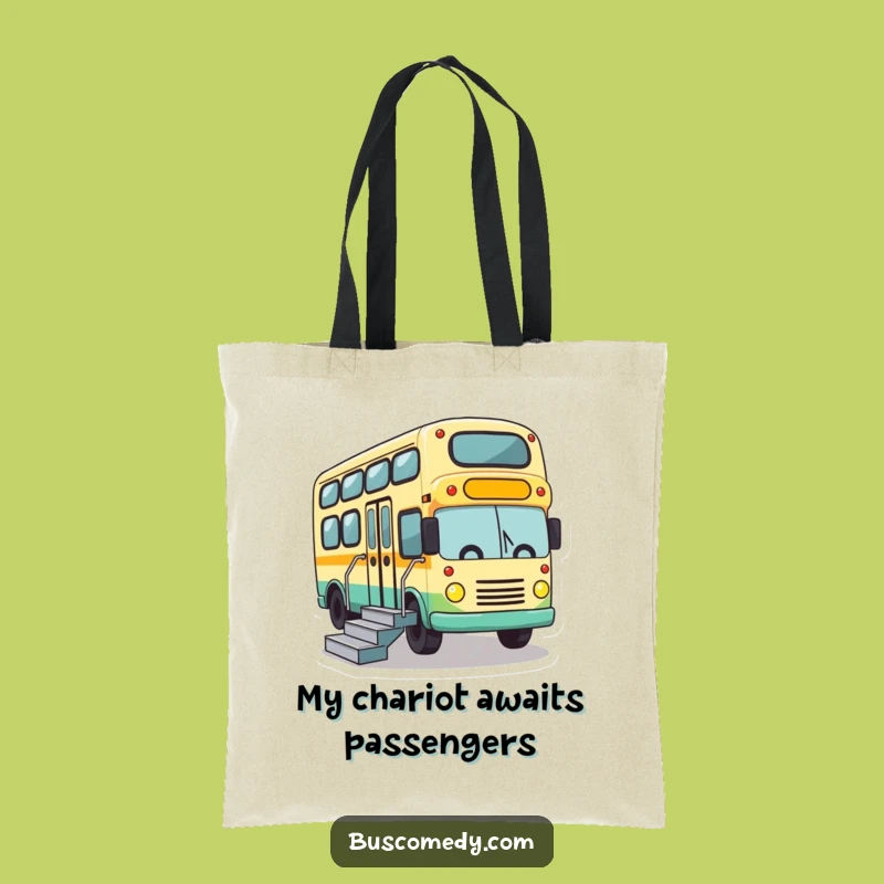 Funny Bus Stairs Tote Bag - Cute Character Carry-All Gift