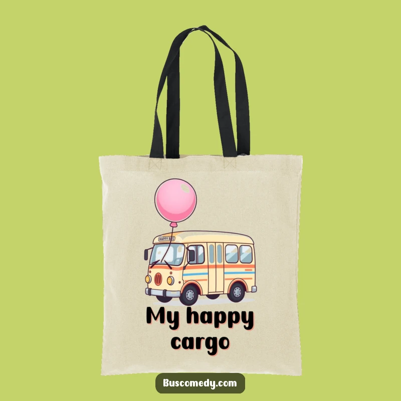 Funny Happy Bus Tote Bag: Carry Joy with Balloon Design, Great Funny Gift