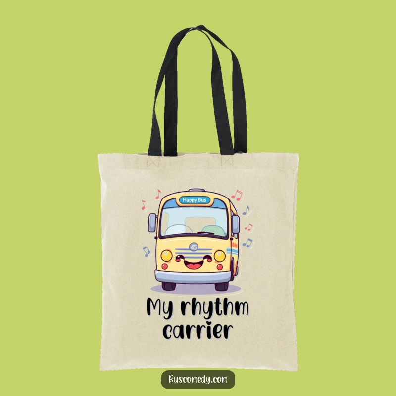 Funny Happy Bus Music Tote Bag: Carry Tunes Joyful Gift